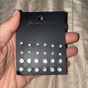 Elegant Silver Stud Earrings Set